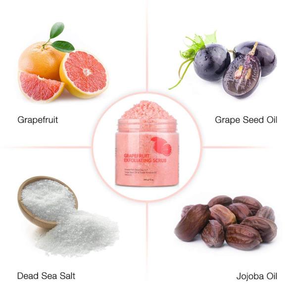 Grapefruit Dead Sea Salt Skin Care Body Scrub For Deeping Cleanse And Detoxifies