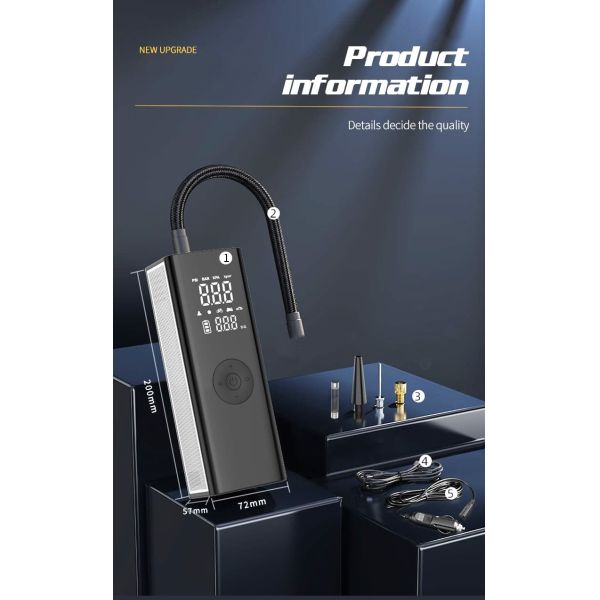 150 PSI Car Tire Inflator With Auto Precision Control Digital Cordless Air Compressor