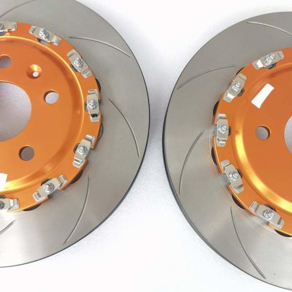 Grooved Auto Brake Discs 330*28mm Custom Orange Center Cap For Clio RS MK4