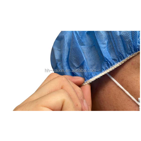SMS Excellent Disposable Bouffant Cap Hubei Haixin Head Care Doctor Headgear Flexible Rubber Band Blue Non Woven Caps Wholesale