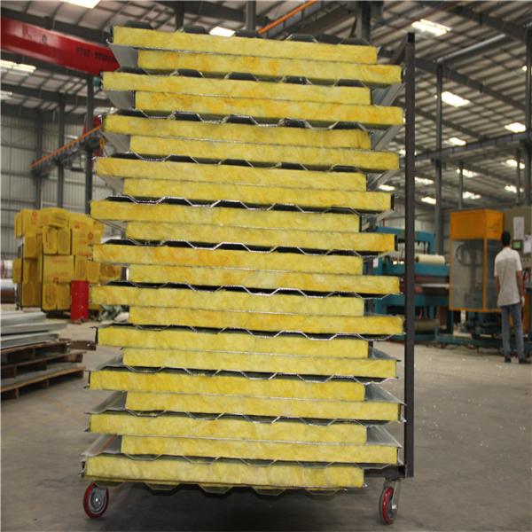 low metal roofing cost insulated 50mm glass wool roofing panel with 0.376mm steel sheet