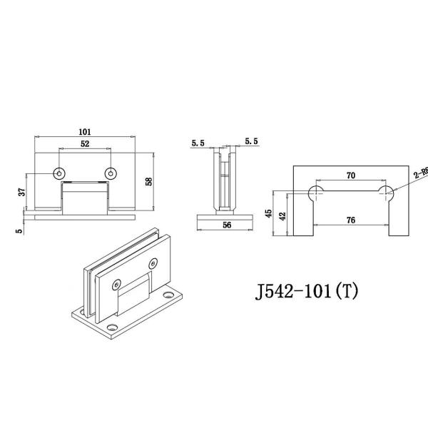 Frameless одиночная закаленная стеклянная дверь SS прикрепляет на петлях двери ливня качания ясные стеклянные