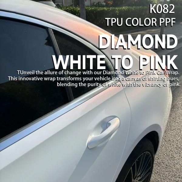 K082 Diamond White To Pink TPU Color Paint Protection Film Car Vinyl Wrap
