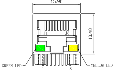 Модуль 13F-69GYDNW2NL RJ45 Джек с магнитным 10/100 BASE-T LPJ0006BBNL