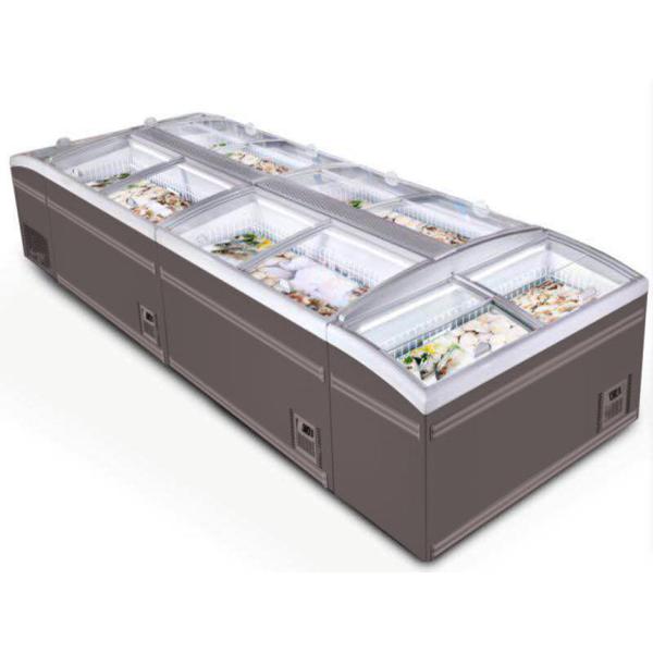 Top Open Freezer Supermarket Refrigeration Sliding Glass Door Chest Island Freezer