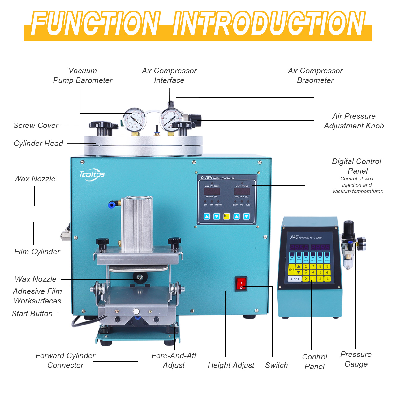 Tooltos Digital Jewelry Wax Injector Advanced Auto Clamp Controller с вакуумным насосом