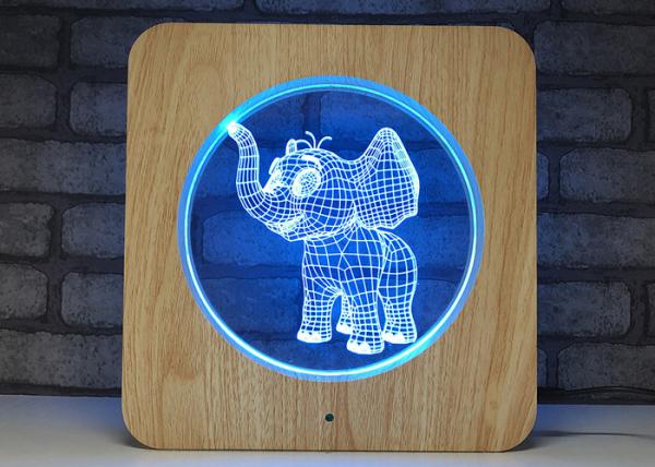 Smart 3D Elephant Light Transparent Acrylic With USB Cable Indoor Toys Red Green