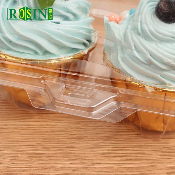 Transparent Plastic Bakery Packaging 2 Count Plastic Cupcake Containers