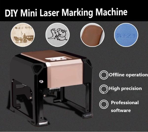 Mini 3W DIY CO2 Laser Engraving Machine / Portable Desktop Laser Engraver For Wood / Paper / Leather