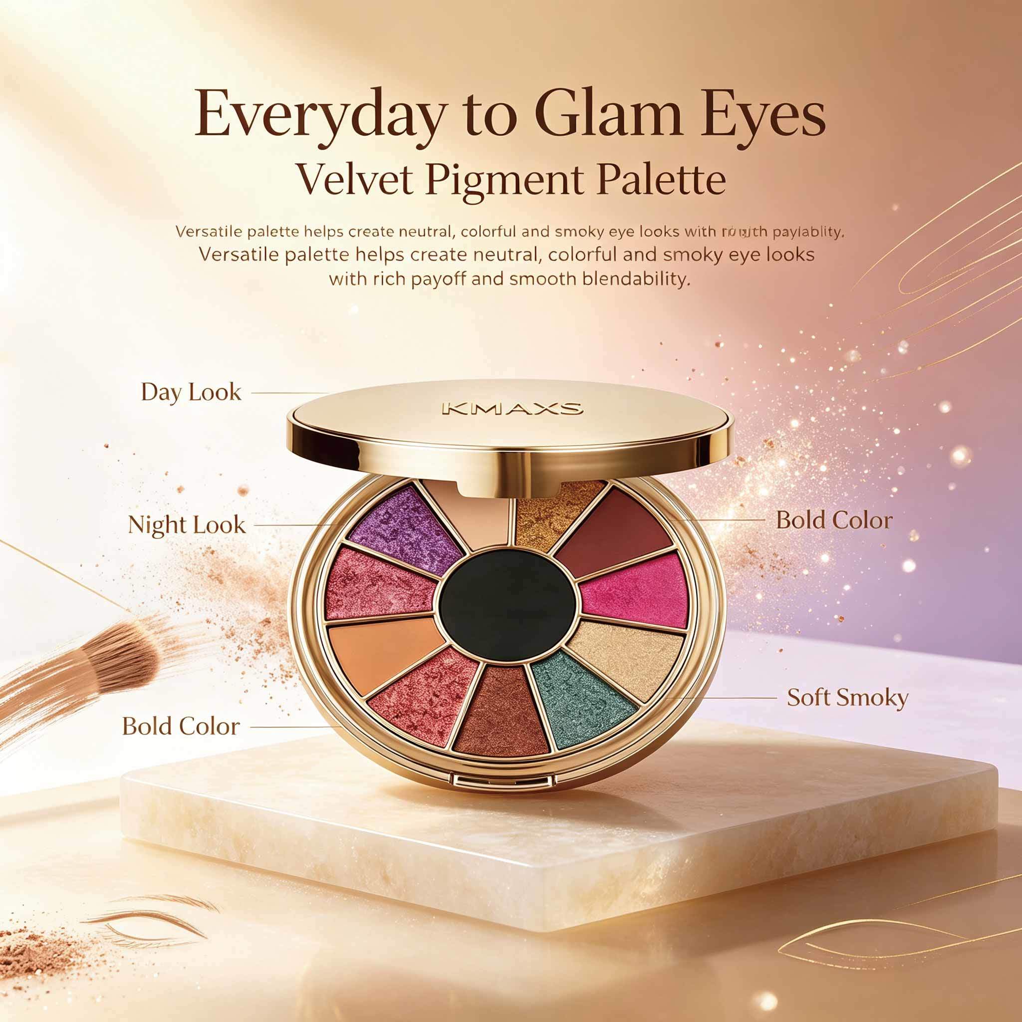 Eyeshadow Palette 12 Shades Vivid Colors Reflective Glitter Finish&Buildable Coverage