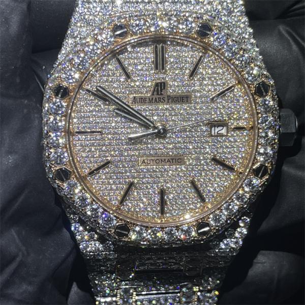 Super Clone Replica Iced Out  VVS Moissanite Watch For Copy Moissanite AP