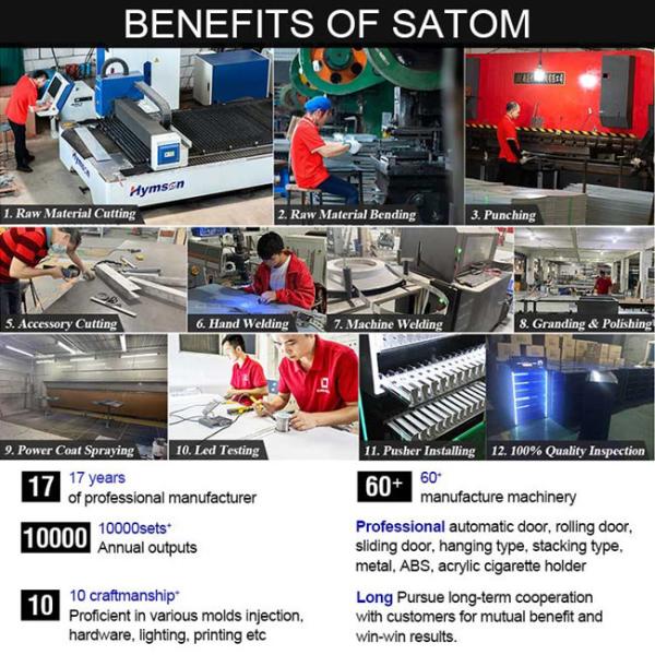 Satom Customized Layers Automatic Door Metal Cigarette Tobacco Display Cabinet
