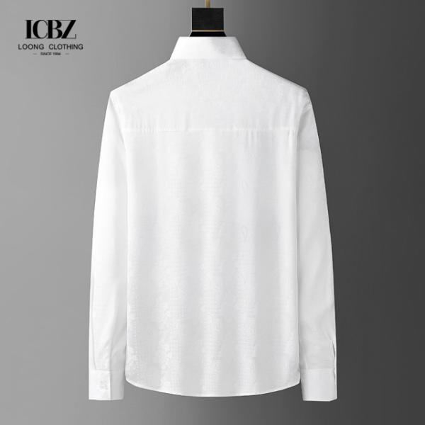 Black Large Size Long Sleeve Cotton Printed Shirt for Men Casual Shirts Slim Fit