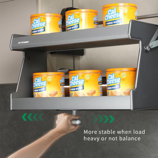 Estante de almacenamiento de gabinete de pared de cocina de 2 niveles con cesta extraíble de respaldo suave