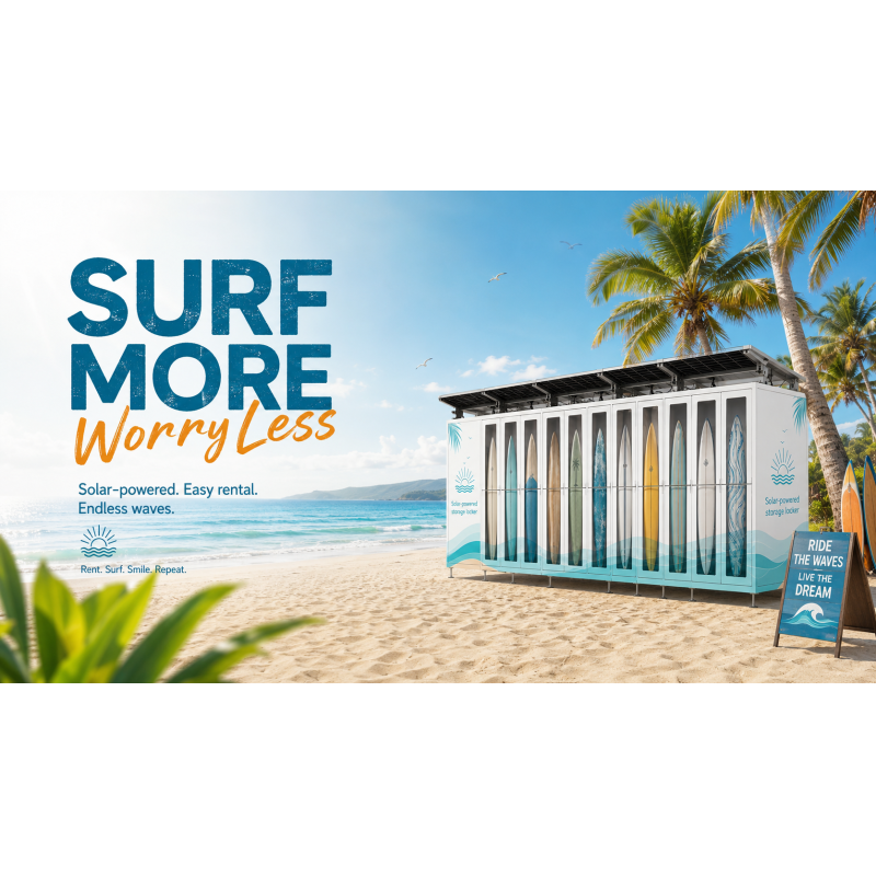 Solar Powered Surf Board Rental Solution for Beaches and Resorts