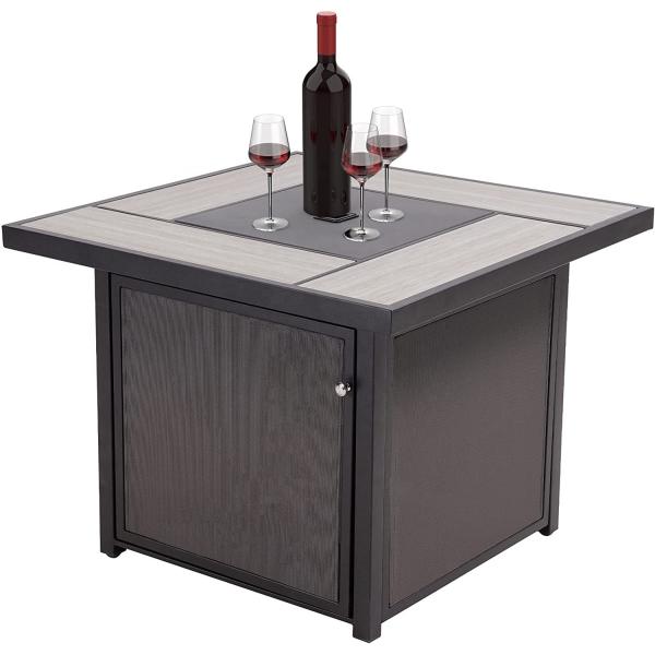 30 Inches Black Bronze Metal Square Outdoor Propane Fire Pit For Gardern