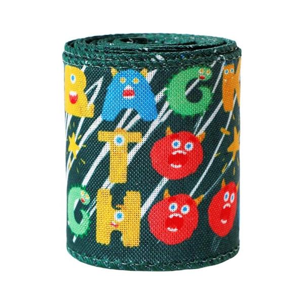 Jute/Polyester Wired Burlap Ribbon for School Season Blue Pot and Rainbow Print Design