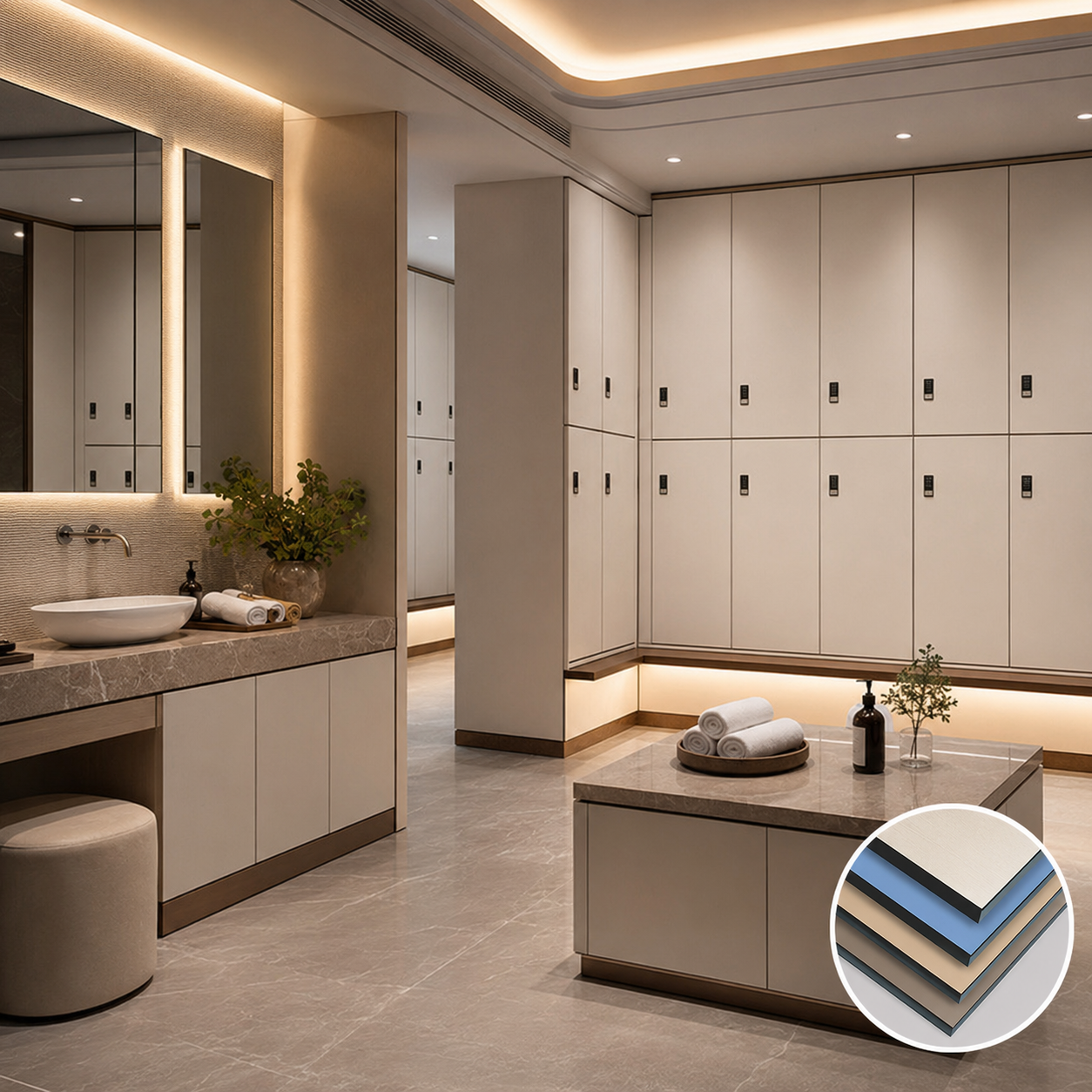 HPL Compact Laminate Lockers | Waterproof Anti-Bacterial Phenolic Resin Storage Lockers for School Gym Spa Office