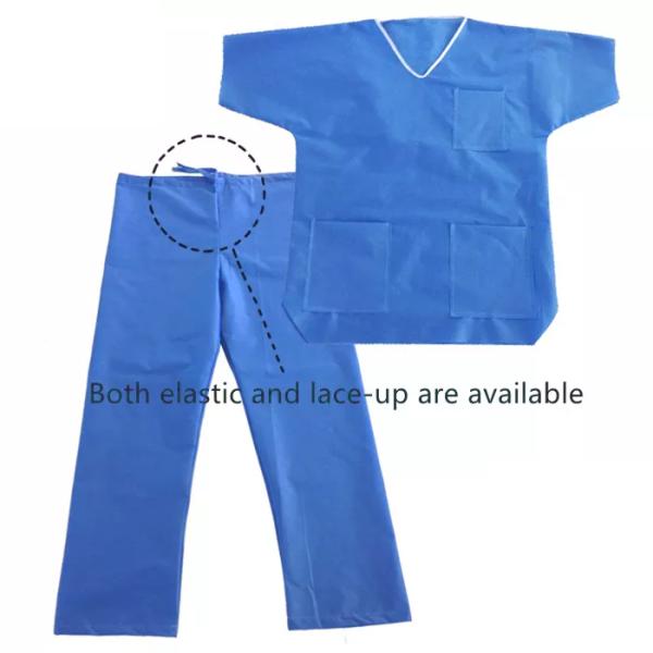 Multi Layer Nurse Hospital Surgical Scrubs SMS Blue Disposable Gown With 3 Pocket