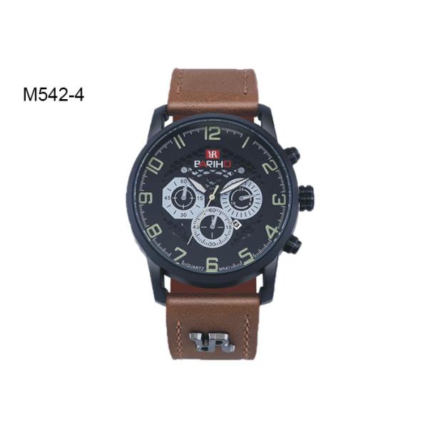 BARIHO Men's Quartz Watch Unisex Weekender Black Brown Leather Strap M542