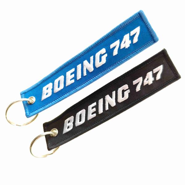 Boeing 747 Embroidered Keychain Gift | 3D Aviation Text & OEKO-TEX® Fabric | Multi-Color Custom Design