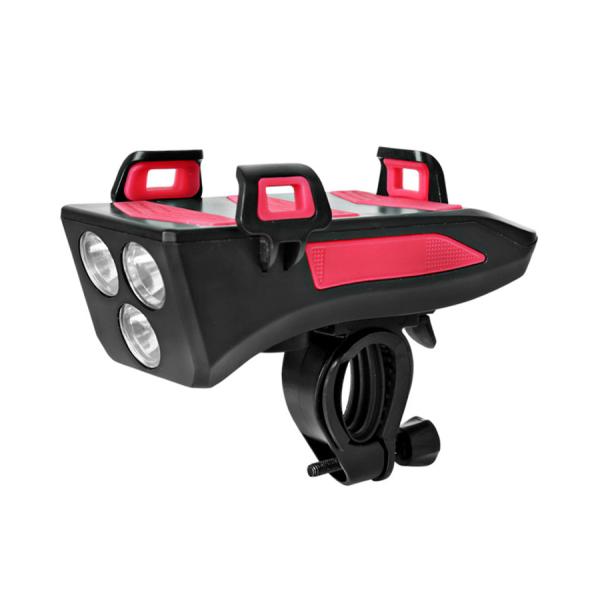 USB Rechargeable LED Bike Headlight Bike Horn Phone Holder Powerbank for Night Riding