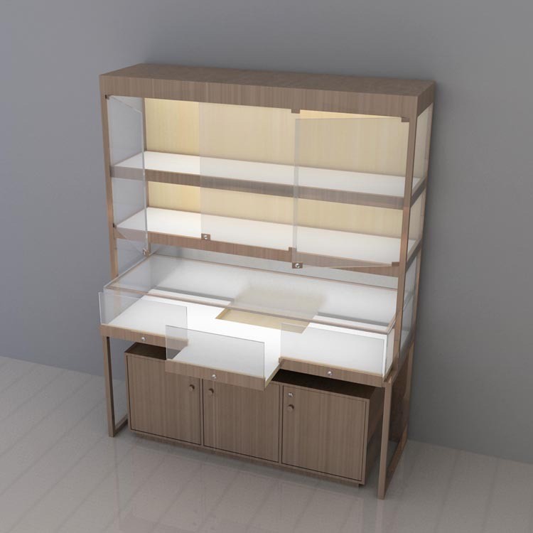 Luxury Wood Display Cabinets with Tempered Glass Doors 1800*1800*2000mm Luxury Style