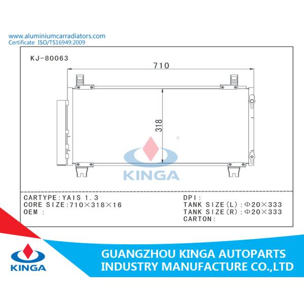 Toyota YAIS 1.3 Aluminum Water Cooled Car AC Condenser , automotive condenser