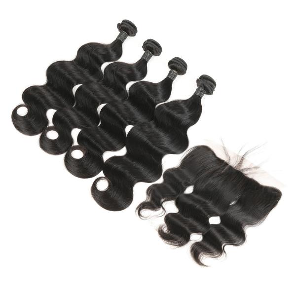 Unprocessed Brazilian Remy Human Hair Extensions Body Weave Lace Frontal