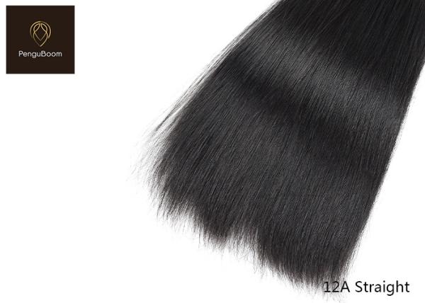 PenguBoom 12a Human Hair Bundles And Closure 16 18 20 Inch Straight Hair