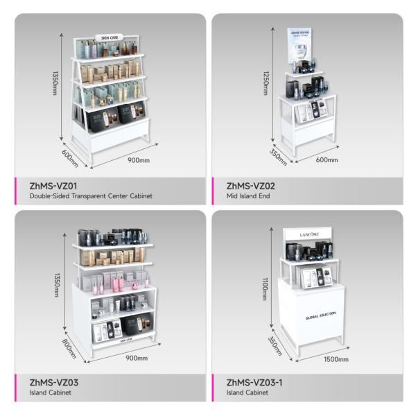 Customizable Promotion Display Rack Skincare Shop White Wooden Stand For Beauty Store Interior Design