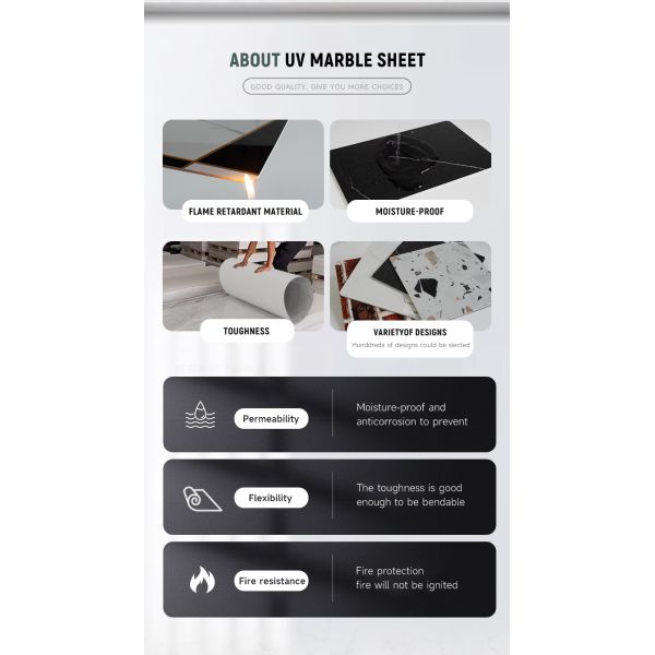 1220*2440mm Customized Color UV Board PVC Marble Sheet Wall Panel for Interior Wall Decoration
