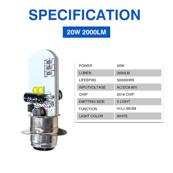 AC/DC 8-80V Напряжение Белый светодиодный микросхема Мотоциклетный фары лампочка P15D H6M Высокий низкий свет