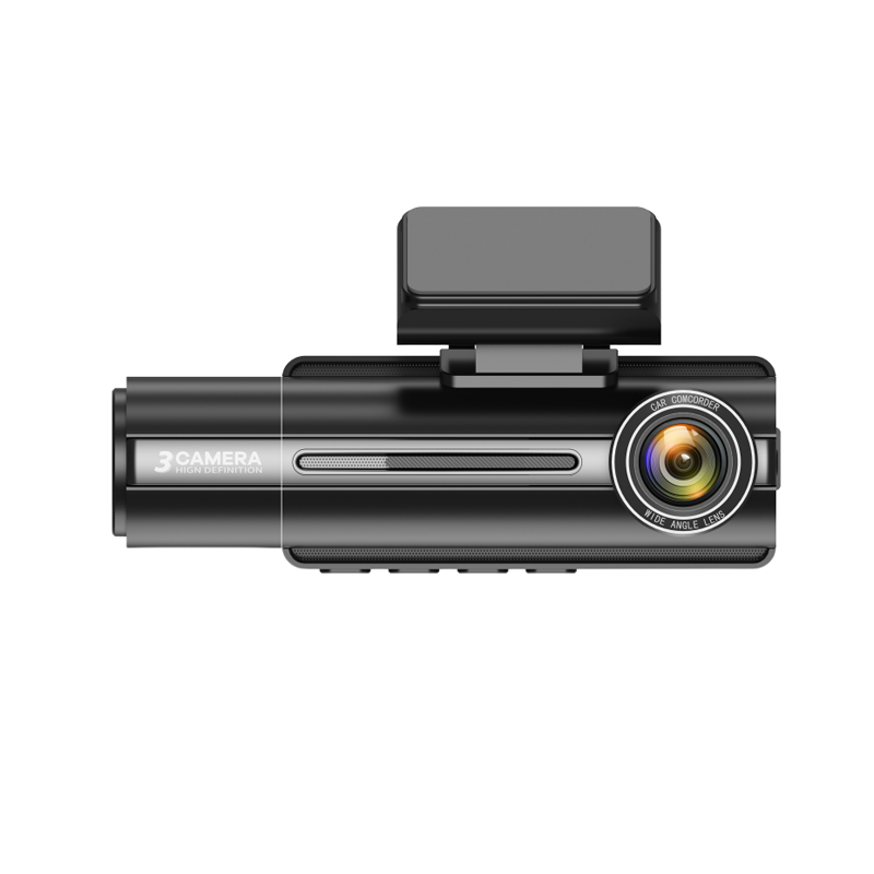 Three Channel Car Dash Cam Front Inside Rear Dual 1080P 4K Built in WiFi GPS