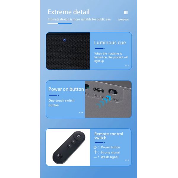 Wide Angle Audio Recording Blocker 180 Degree Coverage Cell Phone Jamming Device