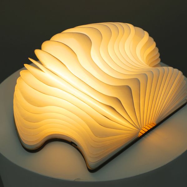 Wooden Foldable LED Table Mushroom Paper Lantern Small Reading Light