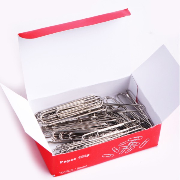 50mm 100pcs a color box metal silver office paper clips