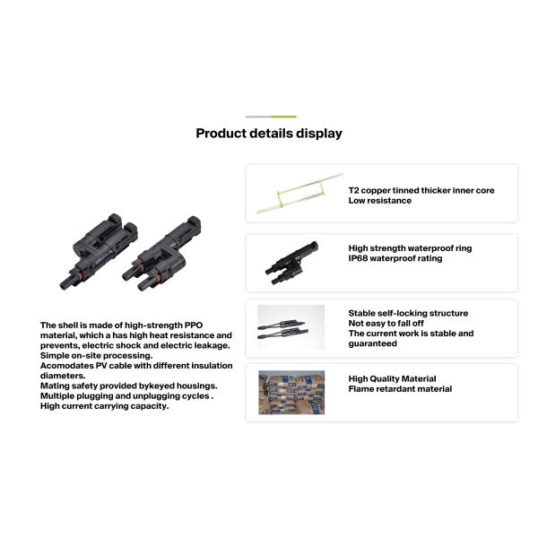One In Two Solar PV Connectors Male Female Parallel Branch Connectors