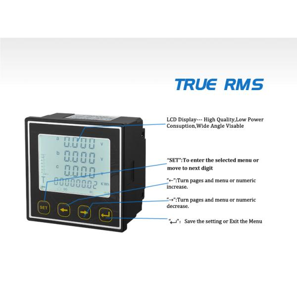 High Quality New design  series 96*96mmThree Phase LCD AVHz,kwh Multi-function Multimeters