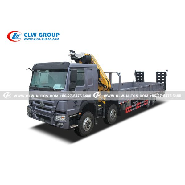 HOWO 8x4 Service Truck with 10-Ton XCMG Knuckle Boom Crane and Hydraulic Access Ladder for Heavy Lifting