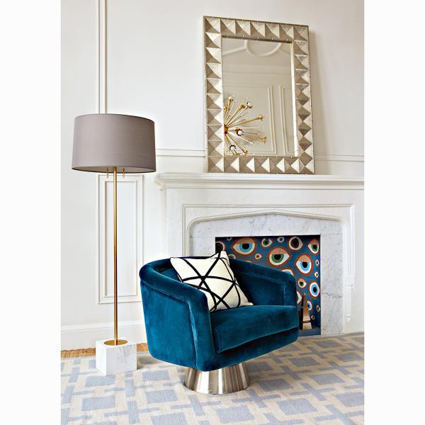 Luxury Comfy Swivel Sofa Chair With Brushed Stainless Steel Swivel Base