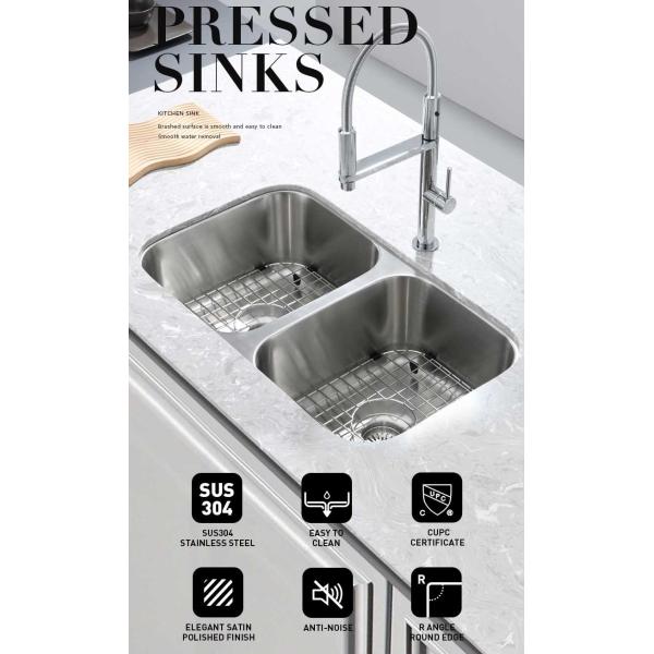 Rectangular 304 Stainless Steel Kitchen Sink Double Bowl For Garages Outdoors ODM