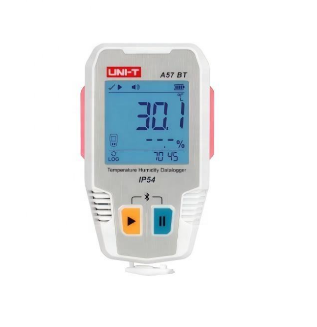 Original UNI-T A57 BT Plastic Temperature Humidity Datalogger Connectivity -40~85C Range 0%~100% 0.5% Accuracy