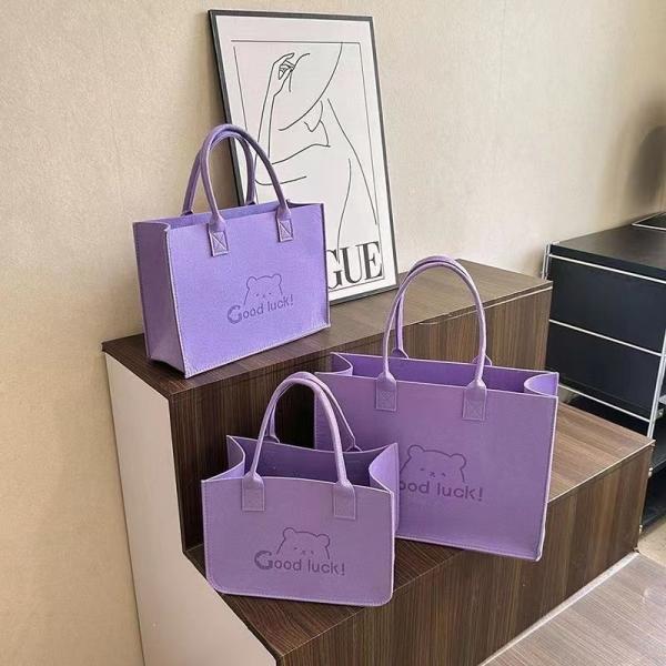 Commuting Simple Style Felt Shopping Handbag with Custom logo and Color Custom Felt Shoulder Bag Simple Large Capacity Felt Tote Bag Wholesale Felt Cloth Bag Custom With Logo