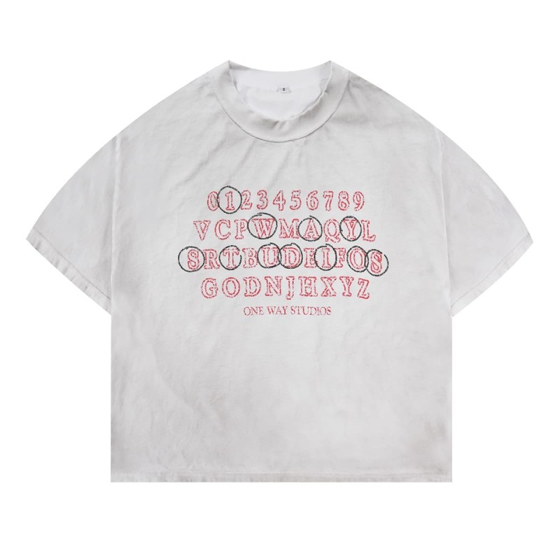 Custom Vintage Wash Graphic Print T Shirt Oversized Streetwear OEM