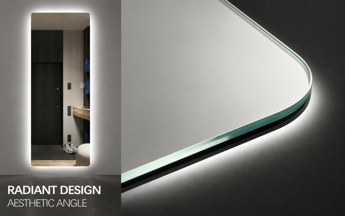 Frameless Rounded Edge Full Length LED Mirror With Back Lighting