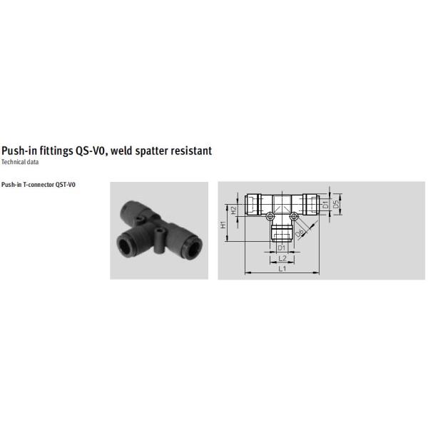 Black Festo T Connector Plastic Weld Spatter Resistant Pneumatic Fittings QST-V0-10 160535 Series