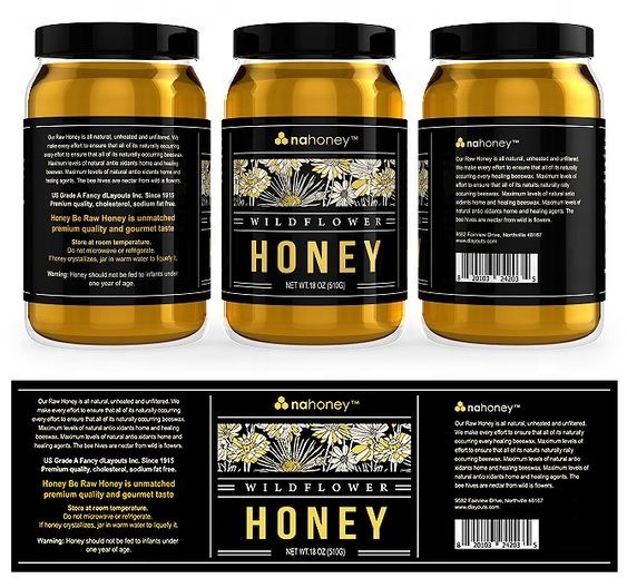 Customized Brand Honey Glass Jar Labels Sticker Logo Waterproof Honey Packaging Label Roll Manufacturing