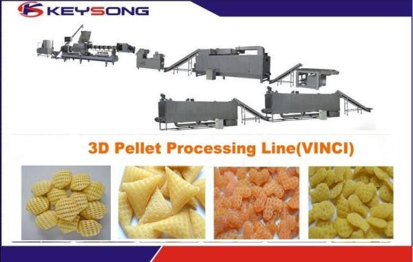 Extrusion Snacks Food Machinery 70kw Energy Saving , Snack Pellet Extruder Machine