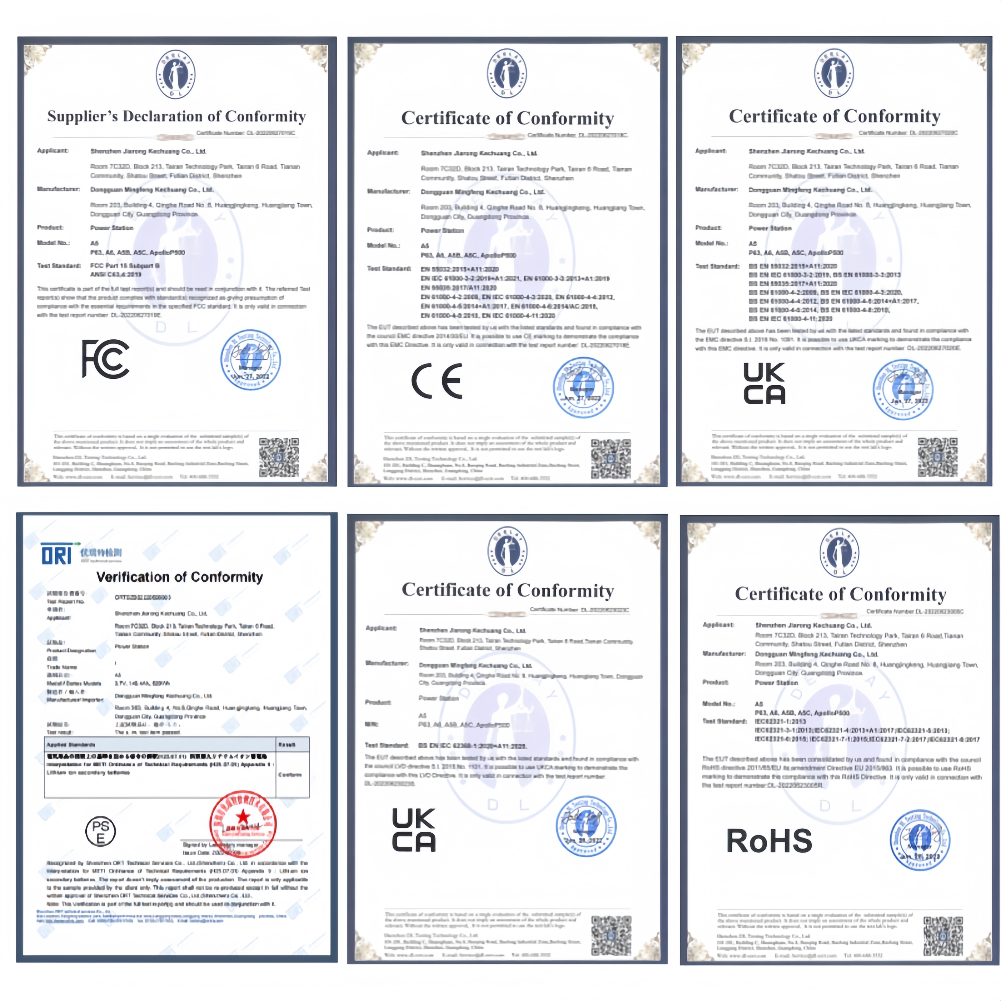 Huizhou Jiefu Technology Co., Ltd. Certifications